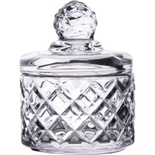 Aesco Deconox Lüx Kristal Mini Cam Şekerlik & Cam Lokumluk, Kesme Cam Lüx Şekerlik 7.5cm*9.2cm - 06641