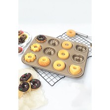 Aesco Karbon Çelik 12 Li Çiçek Kalp Şekil Donut Kek Pişirme Kalıbı MT123