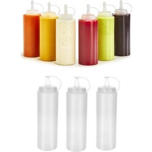 Aesco Titiz 3'lü Sos Şişesi Paketi (700 Ml) - Sızdırmaz Kapaklı Ketçap, Mayonez ve Sos Sıkma Şişesi Takımı