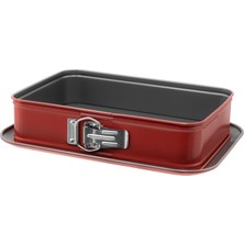 Aesco Guardini Dikdörtgen Kelepçeli Kek Kalıbı Kırmızı 28X19 cm