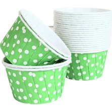 Aesco Trend Hediye Sepeti 50'li Yeşil Puantiyeli Muffin Kek Kalıbı, Kek Kapsülü Cupcake Kalıbı, Airfryer Uyumlu