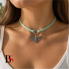 BijuStore Su Yeşili Süet Ip - Albatros Kuşu Kadın Choker