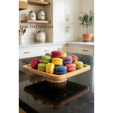 Aesco Atbyhome Doğal Ahşap Kare Ayaklı Sunumluk Ikramlık Stand 17X17 cm