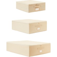 Aesco Ocean Home Textile 3'lü Bej Balıksırtı Destekli Hurç Set 31 x 38 x 12 + 45 x 55 x 18 + 55 x 70 x 18 cm