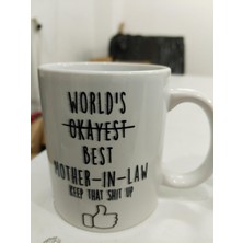 Aesco Dünyanın En Iyi Kayınvalide Kupası - Komik World's Best Mother In Law Seramik Bardak 325ML