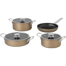Aesco Pierre Cardin Granit Diamond Graniks Tencere Seti Gold 7 Parça