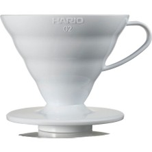 Aesco Hario V60 02 Dripper, Kahve Damlatıcı, Beyaz Plastik