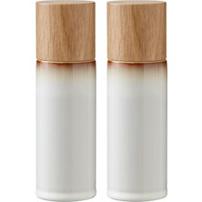 Aesco Bıtz Tuz ve Karabiber Değirmeni, 2 Baharat Değirmeni Seramik (Tuz Değirmeni + Karabiber Değirmeni), 2'li Set, 16,7 cm Yüksekliğinde, Krem Rengi