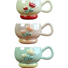 Aesco Pastel Çiçek Seramik Kahve Kupası BM-2364
