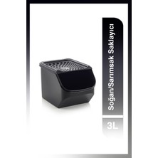 Aesco Tupperware Siyah Soğan ve Sarımsak Kuru Gıda Saklama Kabı 3 Lt