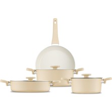 Aesco Jumbo Swiss Crystal Dark Cream 7 Parça Tencere Seti
