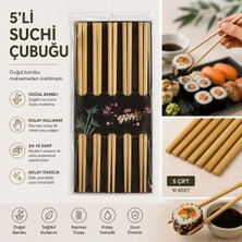 Aesco Bambu Yemek Çubuğu Seti, Sushi ve Asya Mutfağı Için, 5 Li SET10 Adet