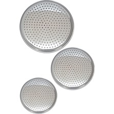 Aesco Evefix Üç Boy Paslanmaz Çelik Dolma Sarma Altlığı Pizza Tepsisi 20-22-24 cm