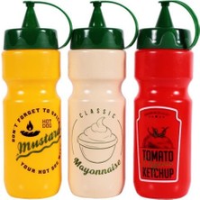 Aesco Herevin 162324-000 Desenli Ketçap-Mayonez-Hardal Şişe Seti 660 ml