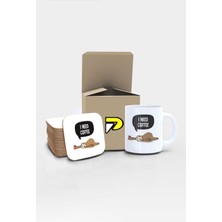 Aesco Postermanya Tembel Hayvan I Need Coffee Tasarımlı Baskılı Kupa Bardak Seti, Eğlenceli Özel Hediye Mug