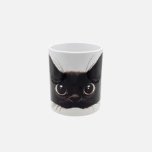 Aesco Mirai Siyah Kedi Yüzü Temalı Özel Baskılı Seramik Kupa 330 ml - Bireysel ve Kurumsal Siparişe Uygun