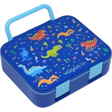Aesco Vagonlife Bento 1000ML Lunchbox Tek Katlı 3 Bölmeli Kulplu Abs Plastik Çocuk Sefer Tası Yemek Kutusu (Lacivert)