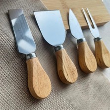 Aesco Promosyonca Bambu Saplı Peynir Bıçağı Seti, 4 Parça