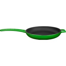 Aesco Lava Cookware Dökme Demir Emaye Izgara Tava ile Metal Kulp, Yuvarlak, 20 Cm, Yeşil