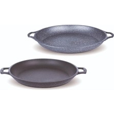 Aesco Fms G3021 Gri Granit Döküm Çift Kulplu Gözleme Tavası 36 cm