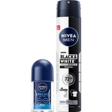 Aesco Men Erkek Sprey Deodorant Black & White Invisible Original 200ML ve Fresh Active Mini Roll-On 25