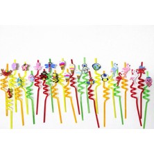 Aesco Aksu Renkli Eğlence Pipetleri – 6’lı Karışık Paket (24 PIPET)(26CM)