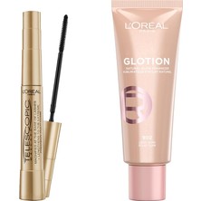 Aesco L'oreal Paris Telescopic Maskara & L'oreal Paris Glotion All-In-One Doğal Işıltı 902 Makyaj Seti