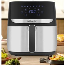 Aesco Goldmaster Optima Airfryer, 5+ L Kapasiteli, 8 Ön Programlı, Dijital Dokunmatik, Yağsız Kızartma, Sıcak Hava Fritöz, Inox, Plastik, 1700 Watt