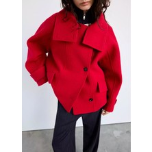 Mango 100% Wool High-Neck Coat