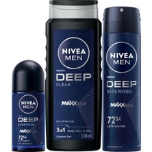 Aesco Nıvea Men Deep Duş Jeli 500ML+ Sprey Deodorant 150ML + Roll On Deodorant 50ML