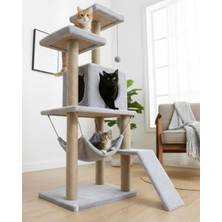 Die Grup Oyun Evi Platformlu Kedi Tırmalama Kulesi, Gri Renk