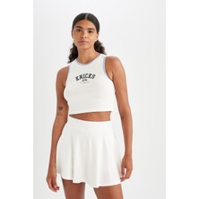 Aesco Defacto Nba New York Knicks Cropped Fit Bisiklet Yaka Ribana Atlet C6316AX24HS