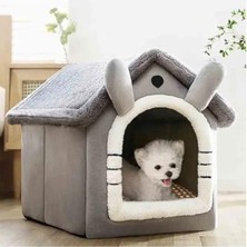 Die Grup Yumuşak Kedi Yatağı, Derin Kış Evi, Çıkarılabilir Minder, Gri, M Beden