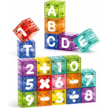 Aesco Vardem 40 Parça Manyetik Küp Oyuncak Seti, 2 cm Mini Mıknatıslı Harf ve Sayı Blokları, Renkli Eğitici Küpler, Alfabe ve Matematik Öğrenme Oyuncağı, Çocuklar Için Stem Aktivite Seti, CFK30