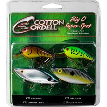 Aesco Cotton Cordell Big O ve Super Spot Klasik 4'lü Paket Crankbait Balıkçılık Yemi, 2 Büyük O Yem ve 2 Süper Spot Yem Içerir, (PK4CC3)