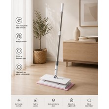 Die Grup Akıllı Mop Krafz One Click Otomatik Bez Yakalayan Temizlik Seti - Kıskaçlı Duvar ve Yer Yüzey Mopu, Tüm Bezlerle ve Islak Mendille Uyumlu El Değmeden Bez Değiştiren( 2 Adet Mikrofiber Bez Hediyeli )