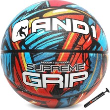Aesco And1 Supreme Grip Basketbol: Resmi Düzenleme Boyutu 7 (75,9 Cm) Kauçuk Basketbol - Derin Kanallı Yapı Sokak Topu, Kapalı Dış Mekan Basketbol Oyunları Için Üretilmiştir
