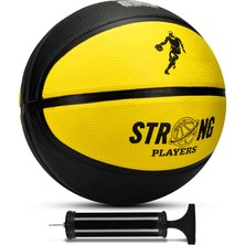 Aesco Telvesse Strong Basketbol Topu Pompalı Full Kauçuk Dayanıklı Deep Channel Kabartma No:7 B12 (Sarı)