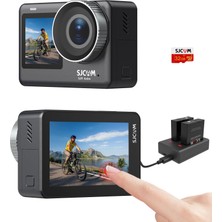 Aesco Sjcam SJ11 Active Dual Screen 20MP 2.33 + 1.3 Inç 5ghz Wi-Fi 4K UHD H.265 Su Geçirmez Kasa 154° 1300MAH Aksiyon Kamerası Siyah