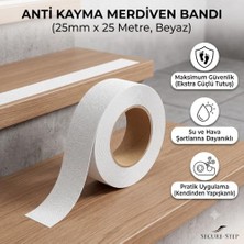 Die Grup Anti Kayma Merdiven Bandı, Beyaz, 25MM x 25 Metre, Kaydırmaz Güvenlik Şeridi