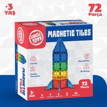 Aesco Circle Toys Magnetic Tiles Manyetik Yapı Blokları 72 Parça 3D Steam Eğitici Çocuk Oyuncağı ve Inşa Seti