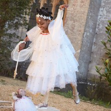 Aesco Meri Meri - Sequin Tulle Angel Costume - 3-4 Years - Payetli Beyaz Elbise - 3-4 Yaş
