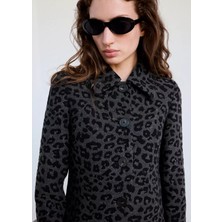 Mango Leopar Desenli Uzun Palto
