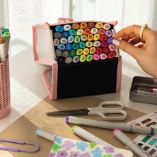 Aesco 48’li Çift Uçlu Alkol Bazlı Marker Kalem Seti – Brush + Chisel