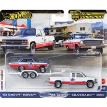 Aesco Hot Wheels Car Culture Team Transport 63 Chevy Nova & 88 Chevy Silverado 3500 Diecast Car HRV42