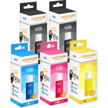 Aesco Cescesor Epson 105-106 Için 4 Renk Mürekkep Seti 1X140ML 4X70 ml
