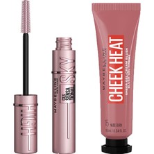 Die Grup Maybelline New York Lash Sensational Sky High Maskara + Cheek Heat Likit Allık (15 Nude Burn)