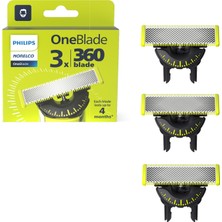 Die Grup Philips Norelco Oneblade 360 Bıçaklar, Oneblade Elektrikli Tıraş Makinesi ve Düzeltici Için Orijinal Yedek Bıçaklar, Dayanıklı Paslanmaz Çelik, Döşeme, Kenar ve Tıraş, 3'lü Paket, Model QP430/80