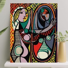Aesco Palmiye Hobi Sanat Sayılarla Boyama Tuval Seti Fırça Boya Dahil (Çıtalı) 40X50 cm - Aynadaki Kadın