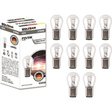 Aesco Wolfram Ampul 12V 21W 1016 Çift Duy Şaşı P21/5W BAY15D 10 Adet
